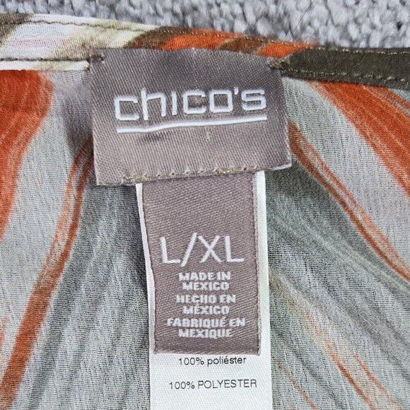 Chico's Orange Brown Fiery Earthy Lightweight Sheer Boho Poncho With Armholes - Picture 8 of 8